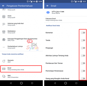 agar notifikasi facebook tidak masuk ke email