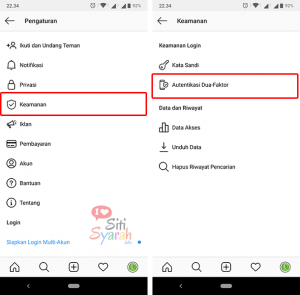 fungsi autentikasi dua faktor instagram