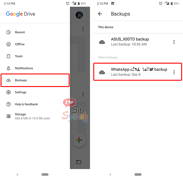 cara cek backup whatsapp di google drive android