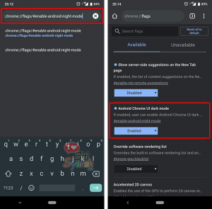 mengaktifkan dark mode di browser chrome android