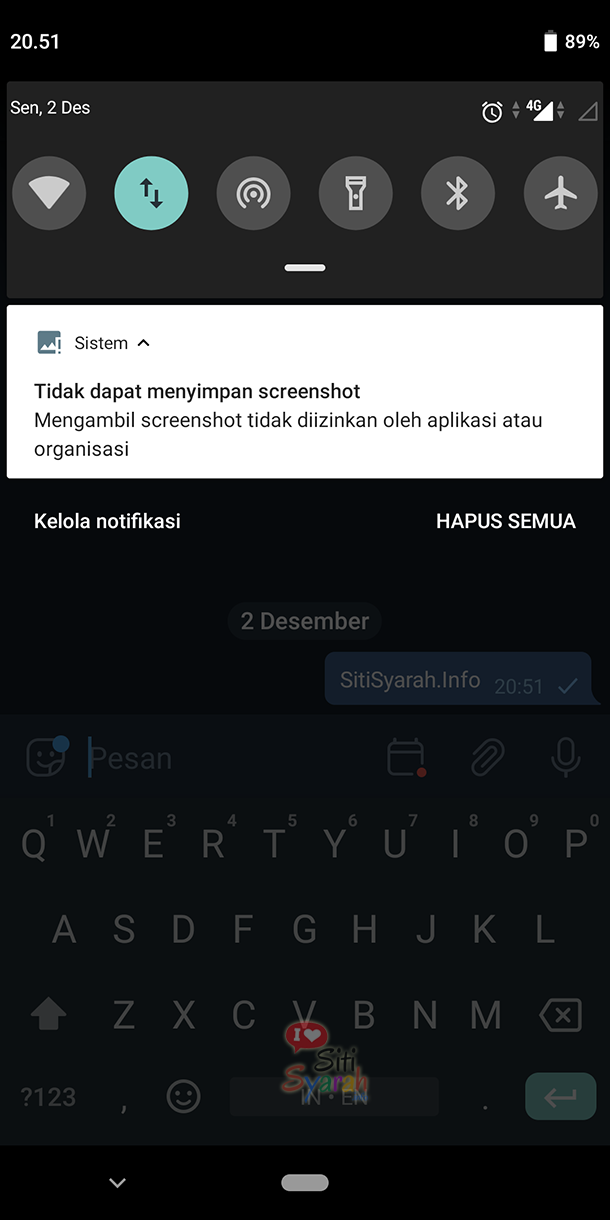 kenapa telegram tidak bisa screenshot