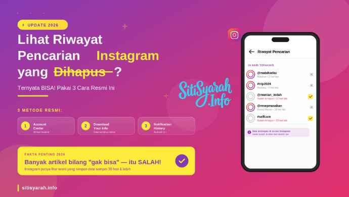 Cara Melihat Riwayat Pencarian Instagram yang Sudah Dihapus (3 Metode Resmi 2026)