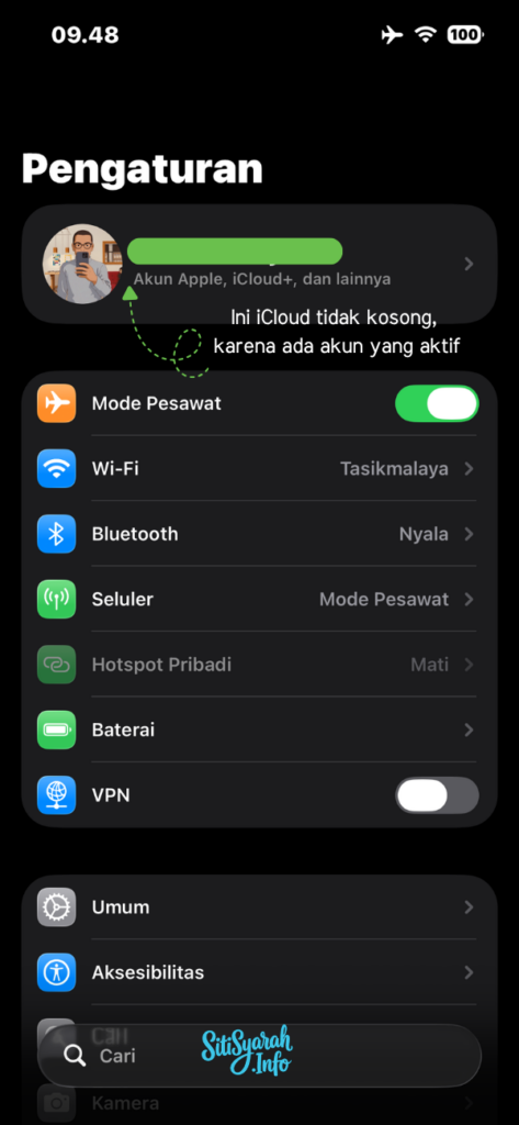 apa arti icloud kosong