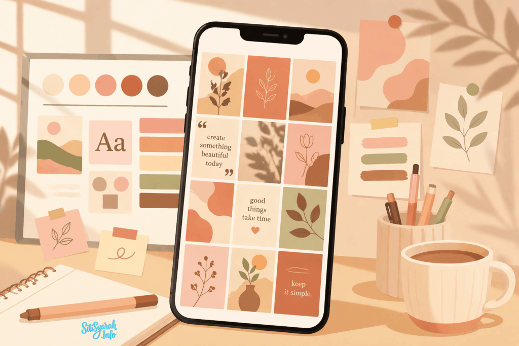 cara bikin desain feed ig estetik di canva pakai hp