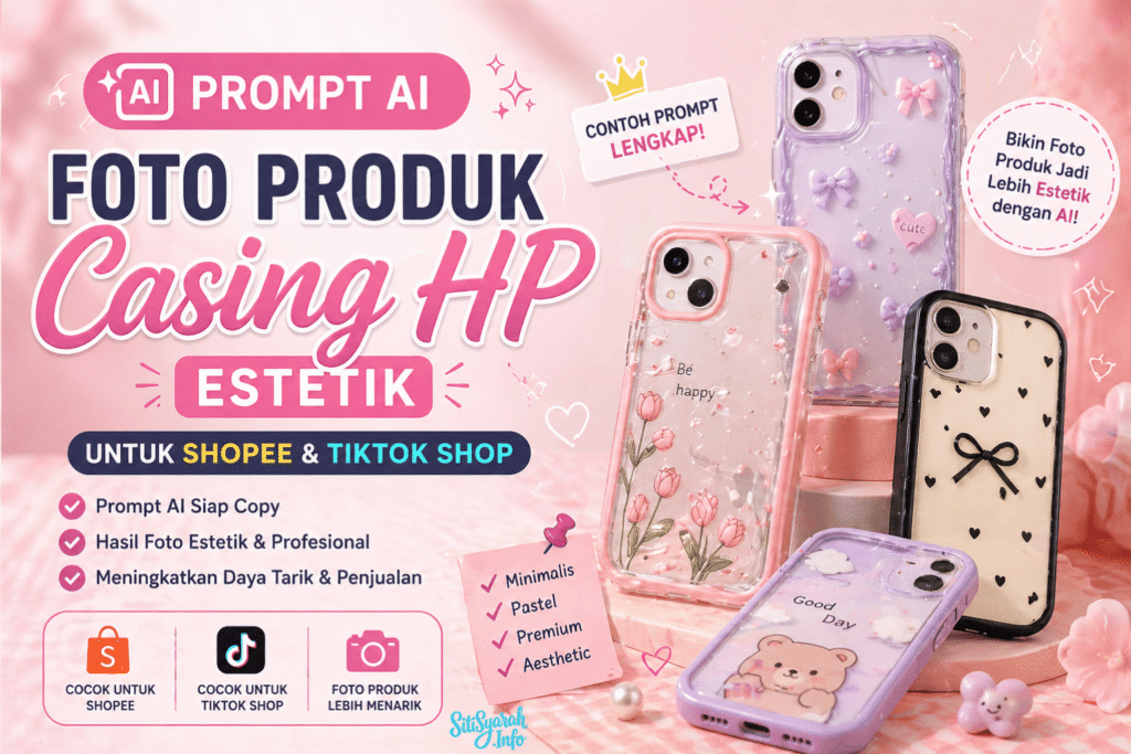 prompt AI foto aksesoris HP estetik