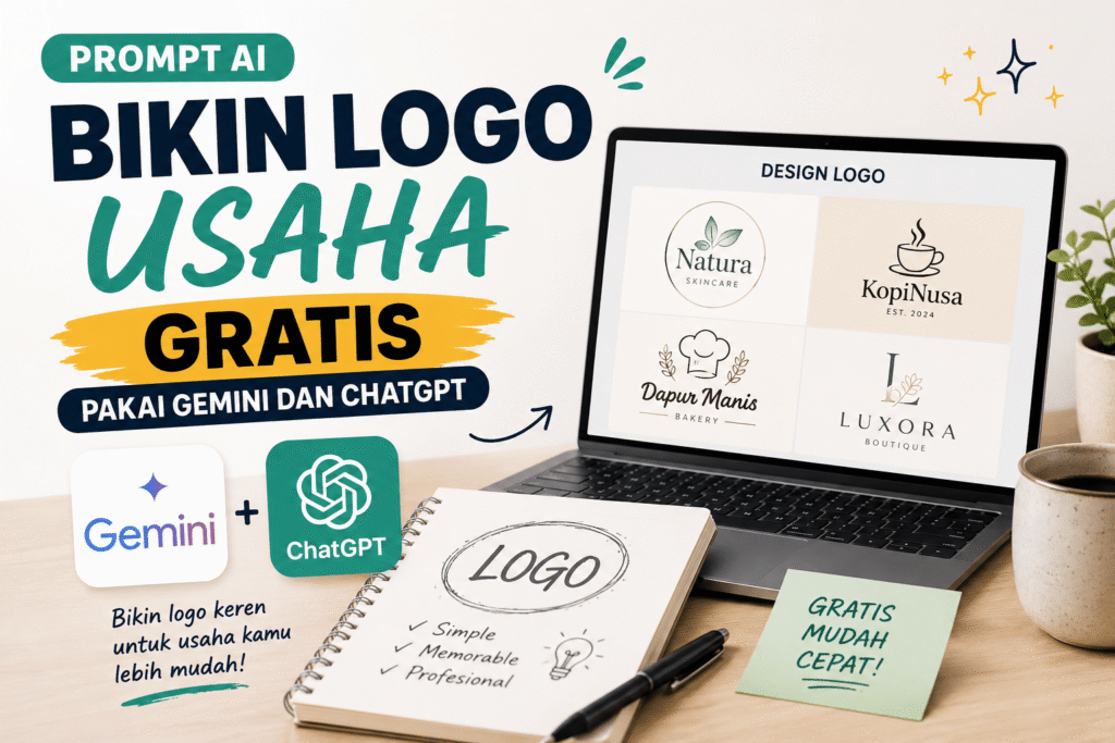 cara buat logo usaha di gemini dan chatgpt