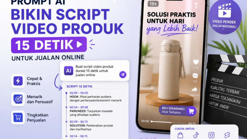 Prompt AI Bikin Script Video Produk 15 Detik untuk Jualan Online