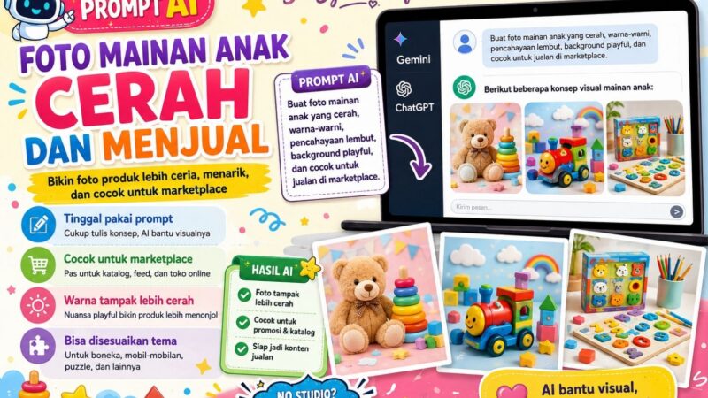 Prompt AI Foto Mainan Anak agar Terlihat Cerah dan Menjual di Marketplace