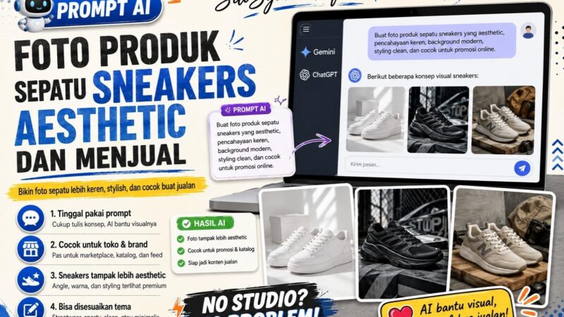 Prompt AI Foto Produk Sepatu Sneakers agar Terlihat Aesthetic dan Menjual