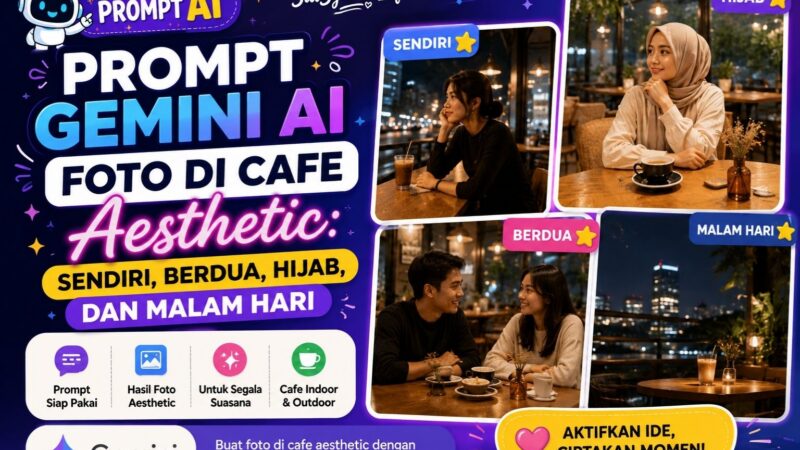 20 Prompt Gemini AI dan ChatGPT Foto di Cafe Aesthetic: Sendiri, Berdua, Hijab, dan Malam Hari