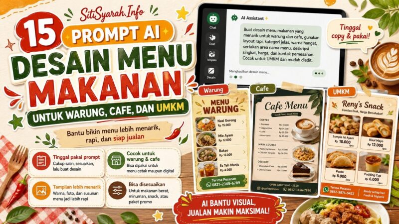 15 Prompt AI Desain Menu Makanan untuk Warung, Cafe, dan UMKM